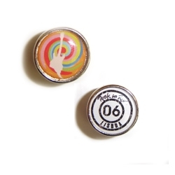 18mm round silver pins diam. Four color imp