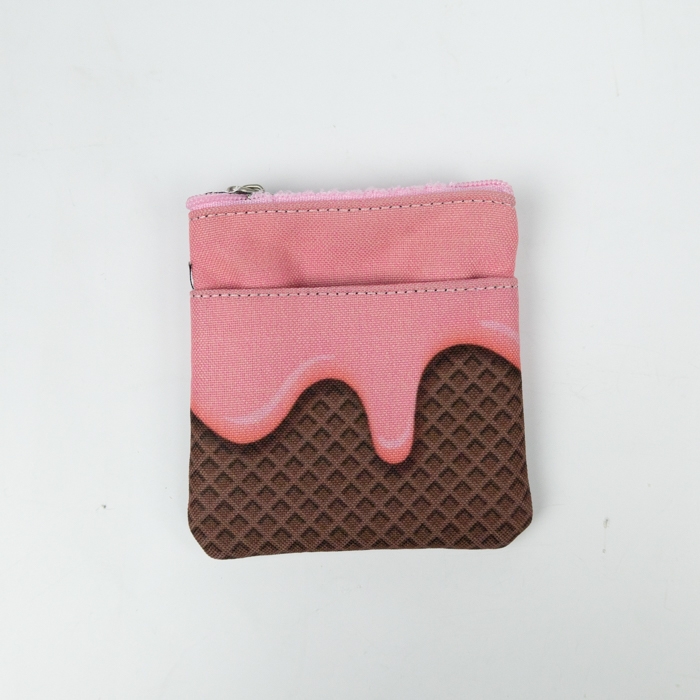 RPET Polyester Coin Purse with Two Pockets, Four-color Print