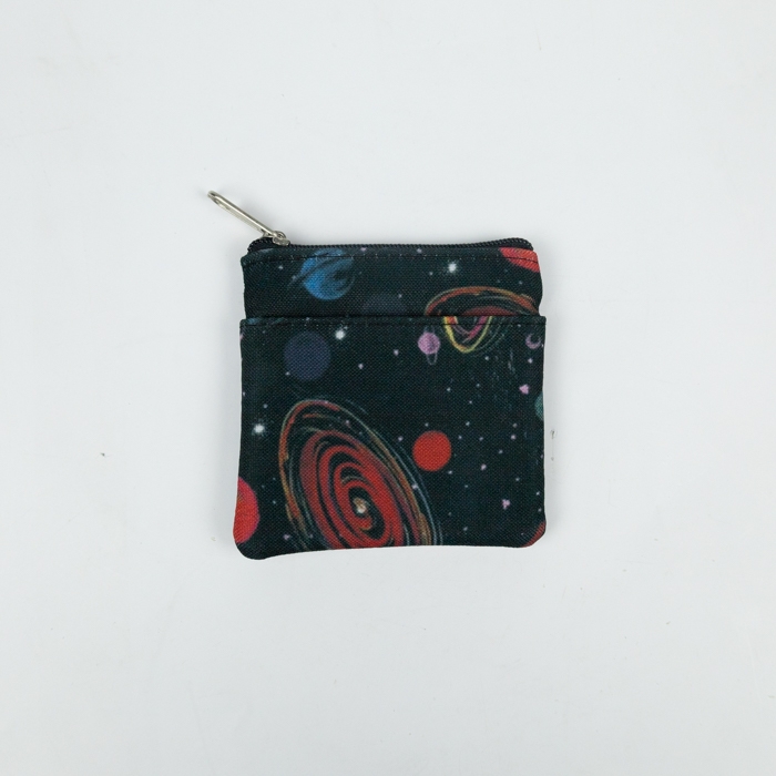 RPET Polyester Coin Purse with Two Pockets, Four-color Print