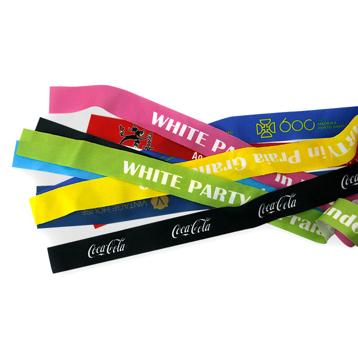 RPET Polyester Ribbon with Hat Stitching, Four-color Printin