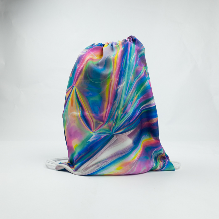 Drawstring Backpack in RPET Polyester with Four-color Printi