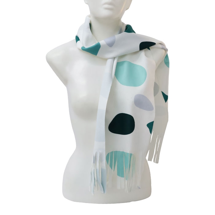 Polar scarf with fringes printing on one side