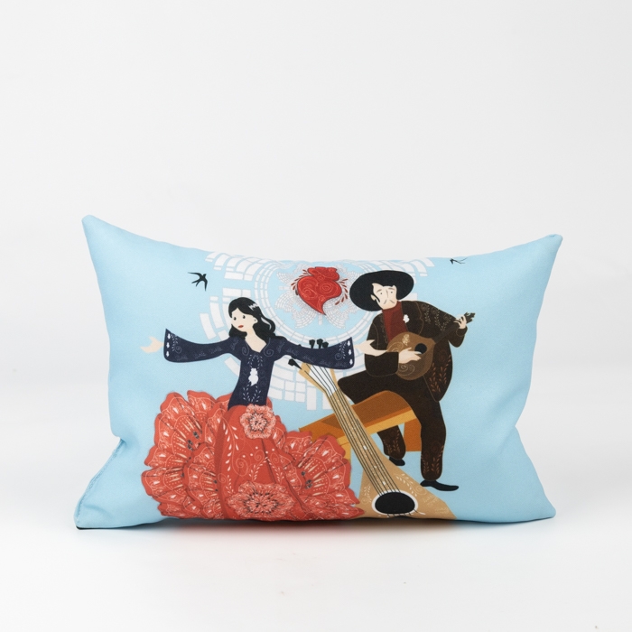 RPET Polyester Pillow with Filling. Four-color Printing