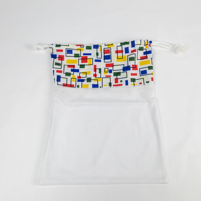 RPET Polyester Drawstring Bag with Netting, Four-color Print