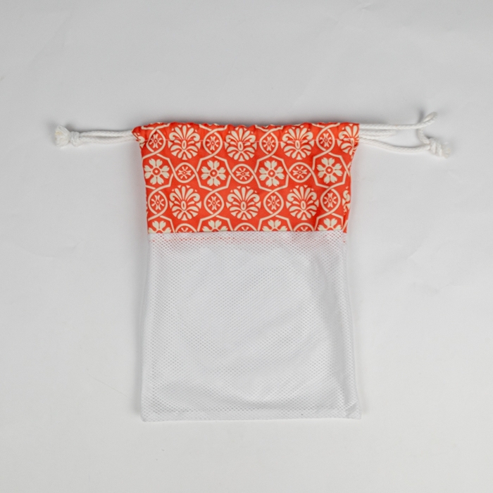 Petit sac  cordon en polyester RPET avec filet, impression
